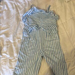 Blue and White Striped Jumpsuit